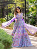 Lavender Net Mirror Worked Party Wear Gown