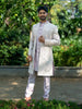 Lavender Raw Silk Floral Designed Sherwani Suit