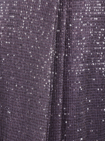 Lavender Sequin Designs Net Ready To Wear Saree with Designer Blouse - Diadem