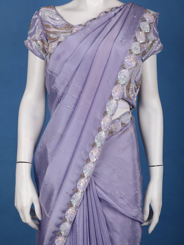Lavender Sequin Embellishment Georgette Saree - Diadem