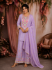 Lavender Sequins Embroidered Cotton Palazzo Suit with Dupatta