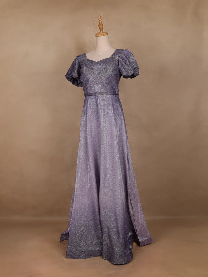 Lavender Shimmer Solid And Glitter Party Wear Gown - Diadem