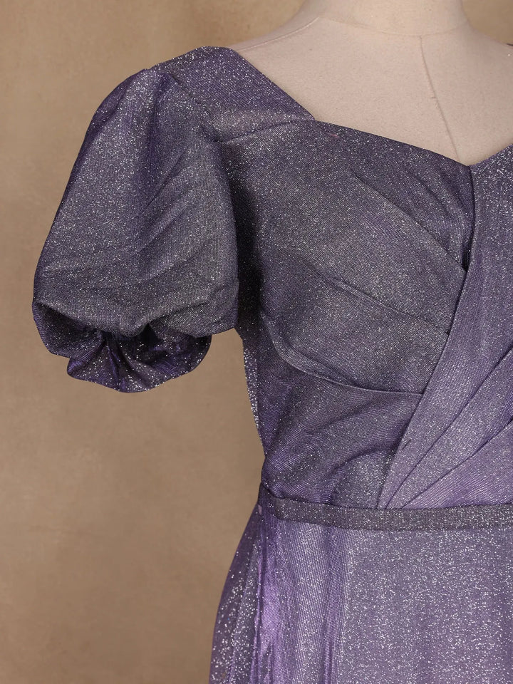 Lavender Shimmer Solid And Glitter Party Wear Gown - Diadem