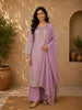 Lavender Silk Salwar Suit with Floral Embroidery