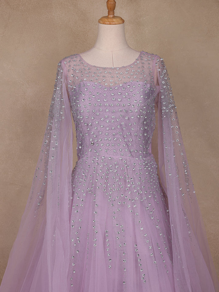 Lavender Stone Worked Net Bridal Gown - Diadem
