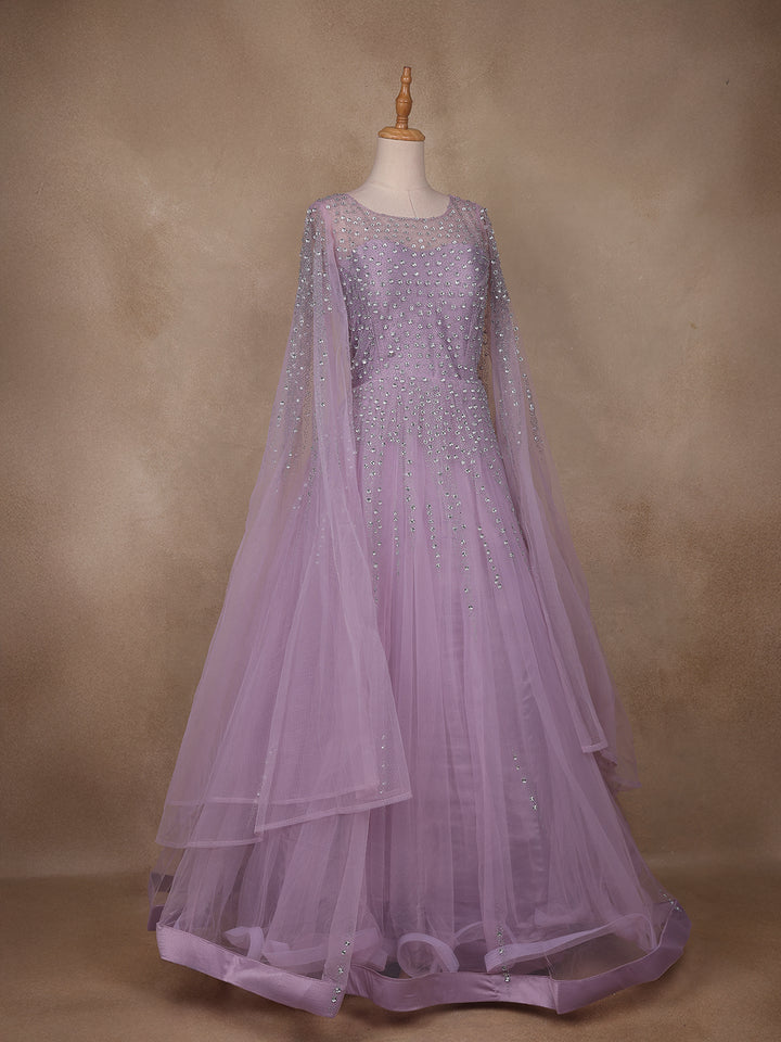 Lavender Stone Worked Net Bridal Gown - Diadem