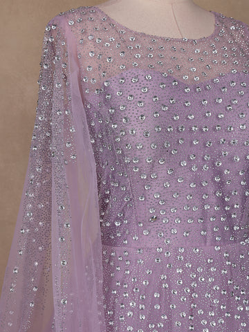Lavender Stone Worked Net Bridal Gown - Diadem