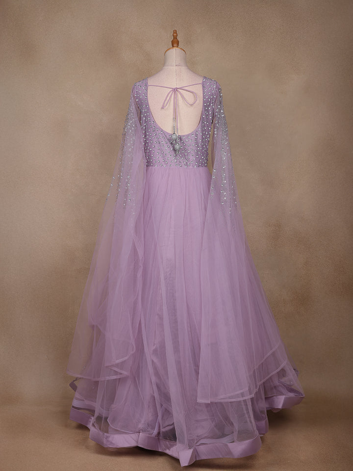 Lavender Stone Worked Net Bridal Gown - Diadem