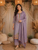 Lavender Thread Embroidered Design Crepe Straight Cut Salwar Suit