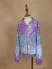 Lavender and Blue Dual-Tone Sequined Bomber Jacket