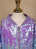 Lavender and Blue Dual-Tone Sequined Bomber Jacket