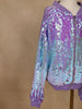 Lavender and Blue Dual-Tone Sequined Bomber Jacket