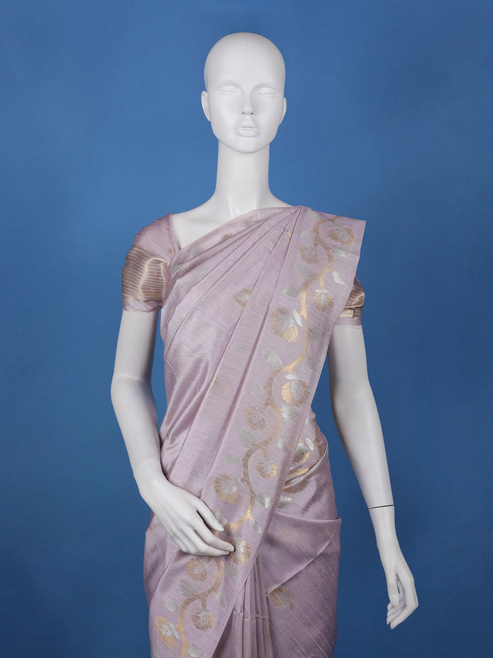 Lavender floral Design Semi Tissue Saree - Diadem