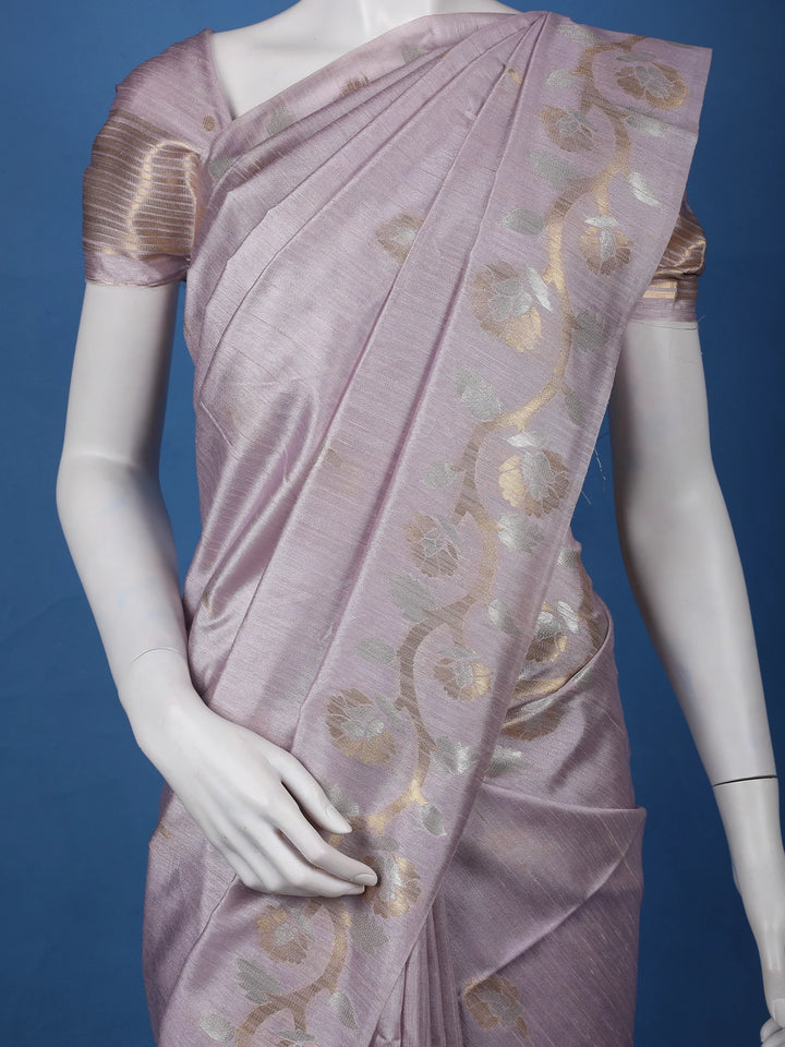 Lavender floral Design Semi Tissue Saree - Diadem
