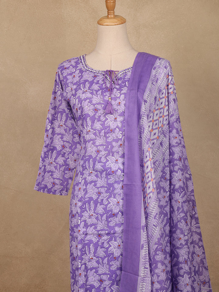 Laver Floral Design Printed Cotton Salwar Suit - Diadem
