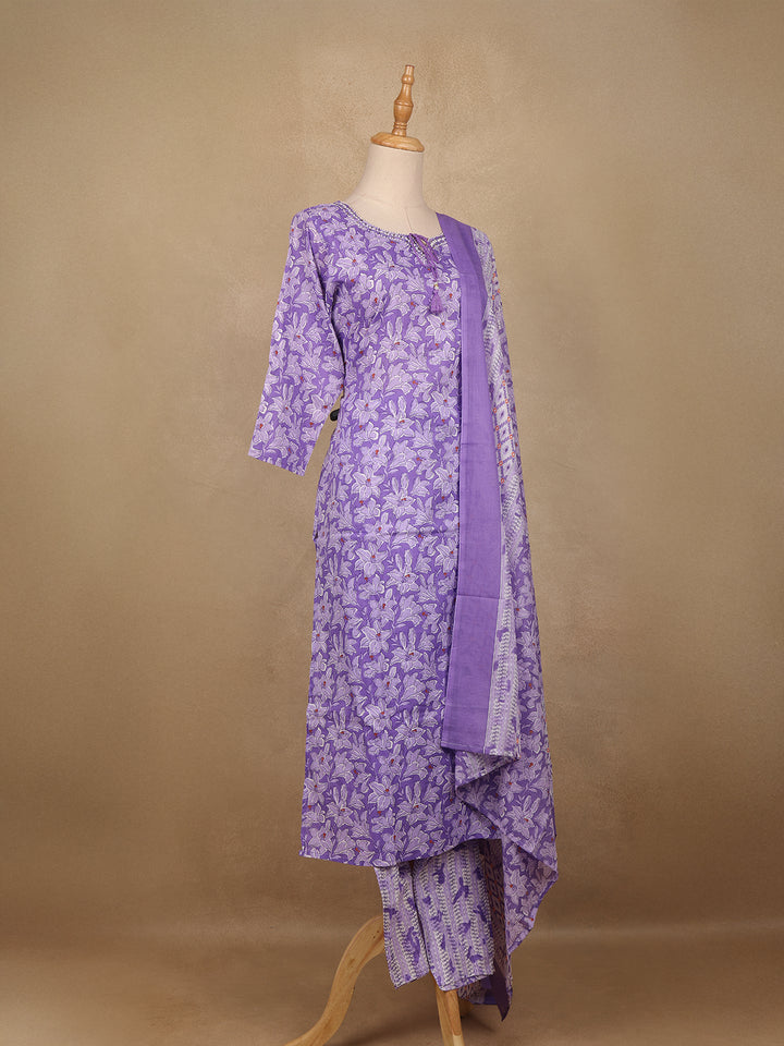 Laver Floral Design Printed Cotton Salwar Suit - Diadem