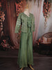 Leaf Green Beads  Embroidered Design Tissue Organza Palazzo Suit with Coat