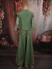 Leaf Green Beads  Embroidered Design Tissue Organza Palazzo Suit with Coat