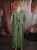 Leaf Green Beads  Embroidered Design Tissue Organza Palazzo Suit with Coat