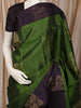 Leaf Green Bold Leaf Zari Woven Design Pure Kanchipuram Silk Saree with Contrast Butta Zari Border