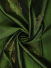 Leaf Green Bold Leaf Zari Woven Design Pure Kanchipuram Silk Saree with Contrast Butta Zari Border
