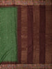 Leaf Green Butta Woven Design Pure Tussar Saree with Floral Thread Work Border
