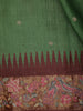 Leaf Green Butta Woven Design Pure Tussar Saree with Floral Thread Work Border