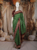 Leaf Green Butta Woven Design Pure Tussar Saree with Floral Thread Work Border