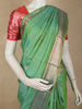 Leaf Green Checked Zari Woven Design Pure Kanchipuram Silk Saree with Zari Border