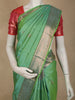 Leaf Green Checked Zari Woven Design Pure Kanchipuram Silk Saree with Zari Border