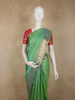 Leaf Green Checked Zari Woven Design Pure Kanchipuram Silk Saree with Zari Border