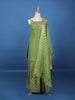 Leaf Green Dotted Design Silk Palazzo Suit - Diadem
