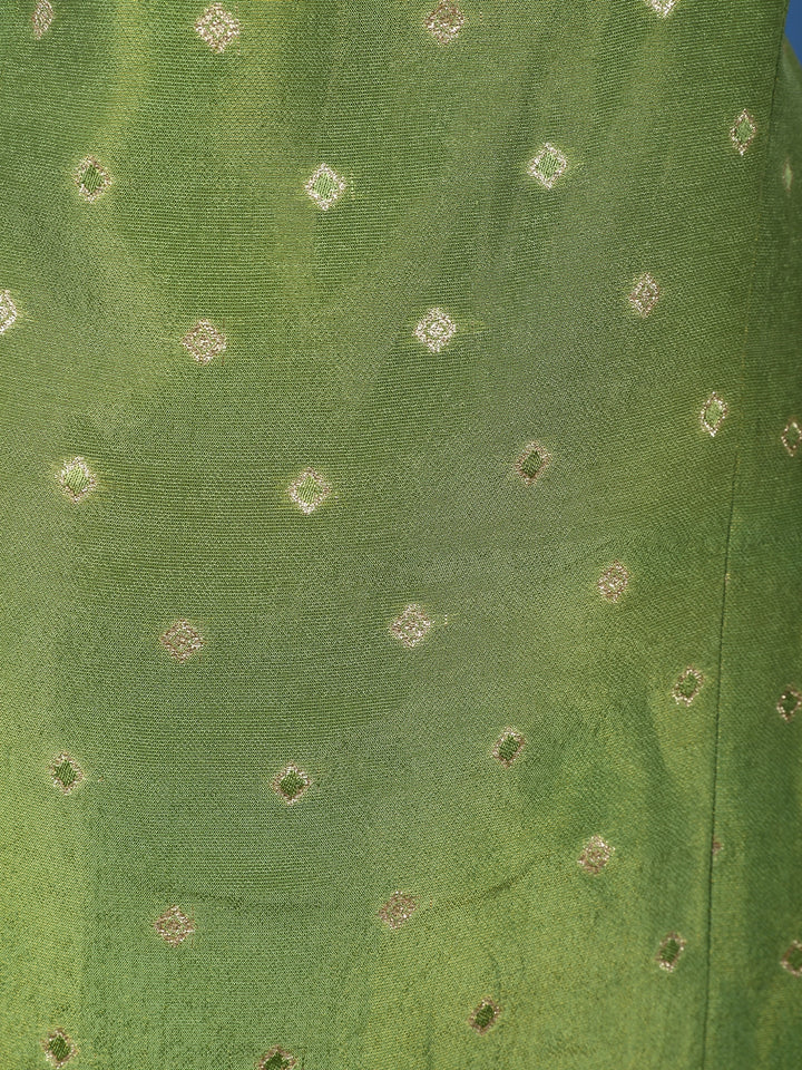 Leaf Green Dotted Design Silk Palazzo Suit - Diadem