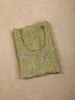 Leaf Green Floral Beads Embroidered Design Tissue Unstitched Salwar Material with Dupatta