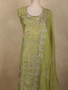 Leaf Green Floral Beads Embroidered Design Tissue Unstitched Salwar Material with Dupatta