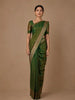 Leaf Green Floral Design Semi Tissue Saree
