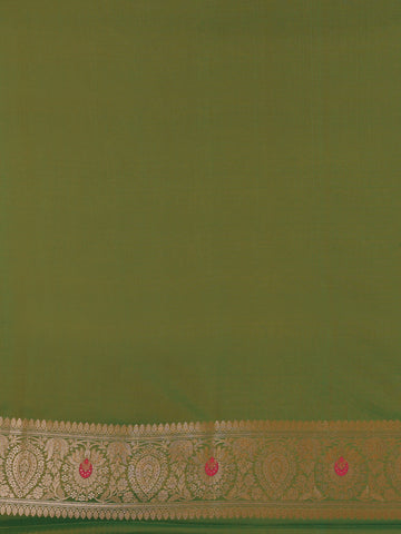 Leaf Green Floral Design Semi Tissue Saree - Diadem