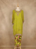 Leaf Green Floral Embroidered Georgette Kaftan Suit - Diadem
