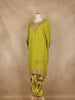 Leaf Green Floral Embroidered Georgette Kaftan Suit - Diadem