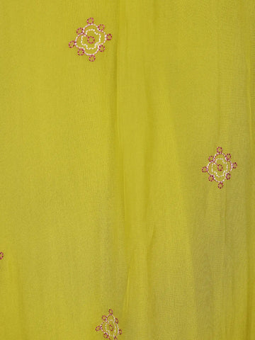 Leaf Green Floral Embroidered Georgette Kaftan Suit - Diadem