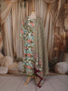 Leaf Green Floral Printed Design Cotton Anarkali Salwar Suit with Dupatta
