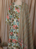 Leaf Green Floral Printed Design Cotton Anarkali Salwar Suit with Dupatta