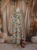Leaf Green Floral Printed Design Cotton Anarkali Salwar Suit with Dupatta