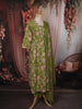 Leaf Green Floral Printed Design Cotton Anarkali Salwar Suit with Matching Dupatta