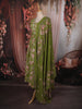 Leaf Green Floral Printed Design Cotton Anarkali Salwar Suit with Matching Dupatta