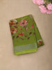 Leaf Green Floral Printed Design Mixed Cotton Casual Wear Saree