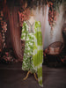 Leaf Green Floral Printed and Mirror Embroidered Design Cotton Straight Cut Salwar Suit with Matching Dupatta