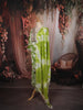 Leaf Green Floral Printed and Mirror Embroidered Design Cotton Straight Cut Salwar Suit with Matching Dupatta