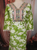 Leaf Green Floral Printed and Mirror Embroidered Design Cotton Straight Cut Salwar Suit with Matching Dupatta