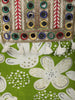 Leaf Green Floral Printed and Mirror Embroidered Design Cotton Straight Cut Salwar Suit with Matching Dupatta